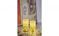 LED-Echtwachs-Kerzen 2er-Set, weiß/silberfarben