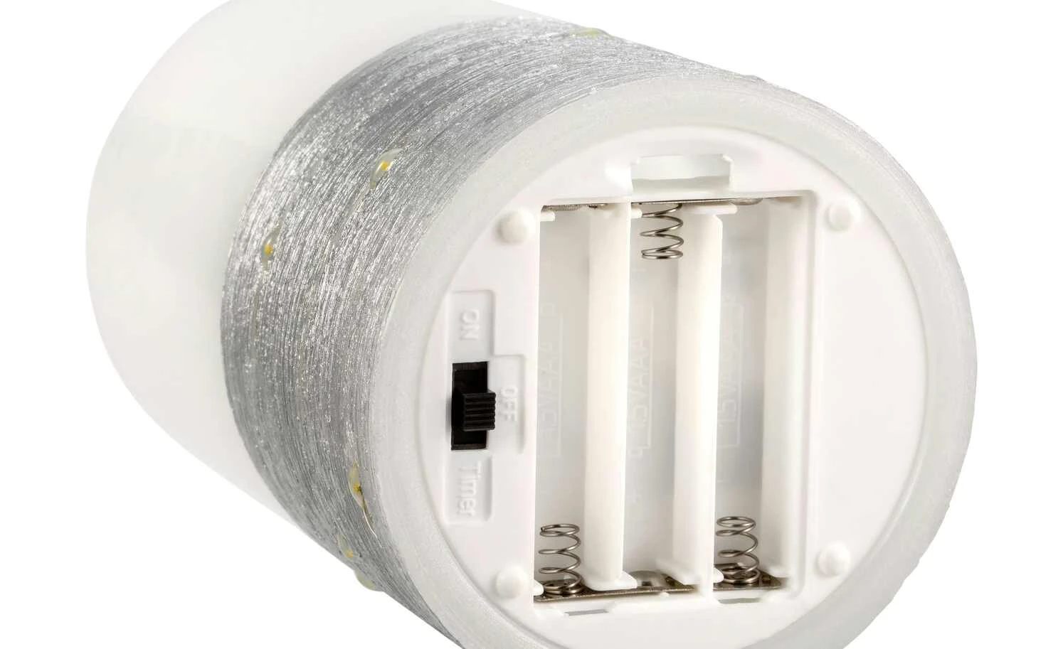 LED-Echtwachs-Kerzen 2er-Set, weiß/silberfarben 3 LED-Echtwachs-Kerzen 2er-Set, weiß/silberfarben – Bild 3