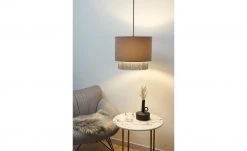 Pendelleuchte, 1-flammig, Samt grau mit Fäden