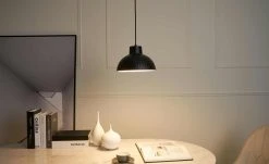 Pendelleuchte, 1-flammig, schwarz/ Metall