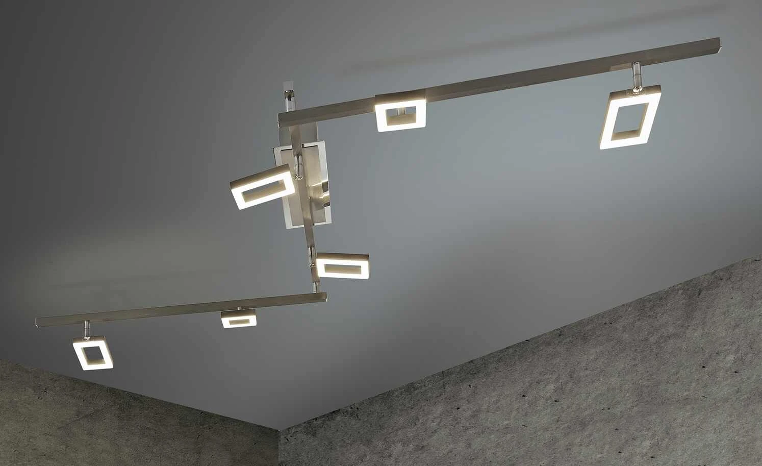 Paul Neuhaus LED-Deckenstrahler mit 6 quadratischen Spots 1 Paul Neuhaus LED-Deckenstrahler mit 6 quadratischen Spots