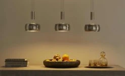 Fischer-Honsel LED-Pendelleuchte, 3-flammig, Schirme Nickel-matt antik