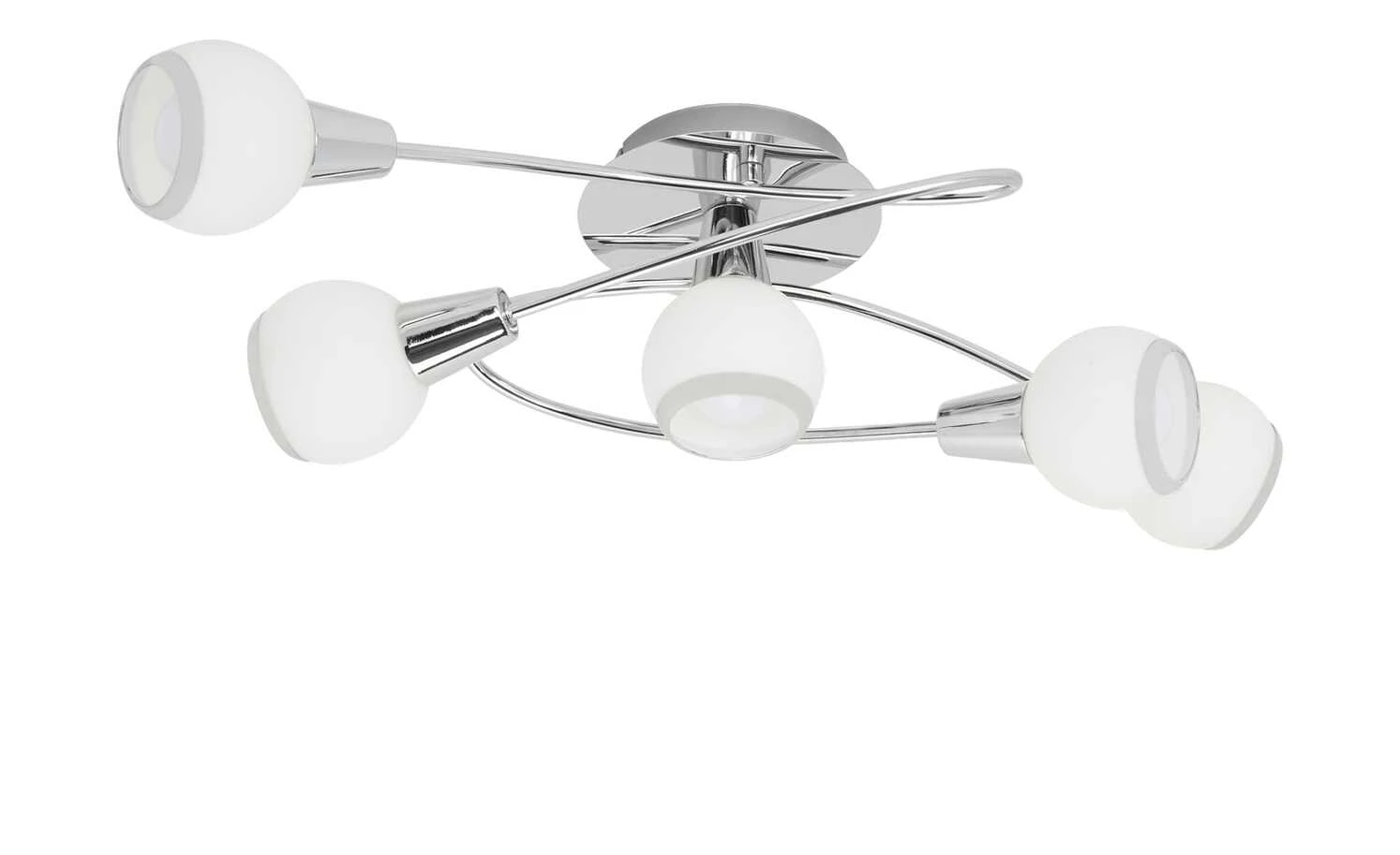 Deckenleuchte, 5-flammig, chrom/ Glas, weiß 2 Deckenleuchte, 5-flammig, chrom/ Glas, weiß – Bild 2