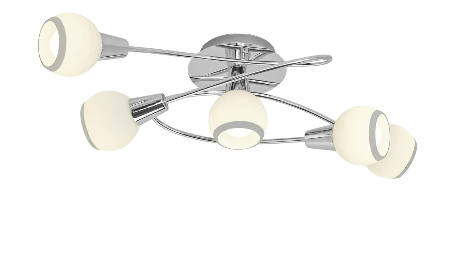 Deckenleuchte, 5-flammig, chrom/ Glas, weiß 3 Deckenleuchte, 5-flammig, chrom/ Glas, weiß – Bild 3