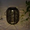 Solar-Tischleuchte, Laterne Rattan schwarz