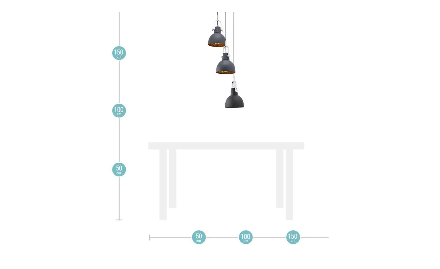 HOME STORY Retro-Pendelleuchte, 3-flammig schwarz 9 HOME STORY Retro-Pendelleuchte, 3-flammig schwarz – Bild 9