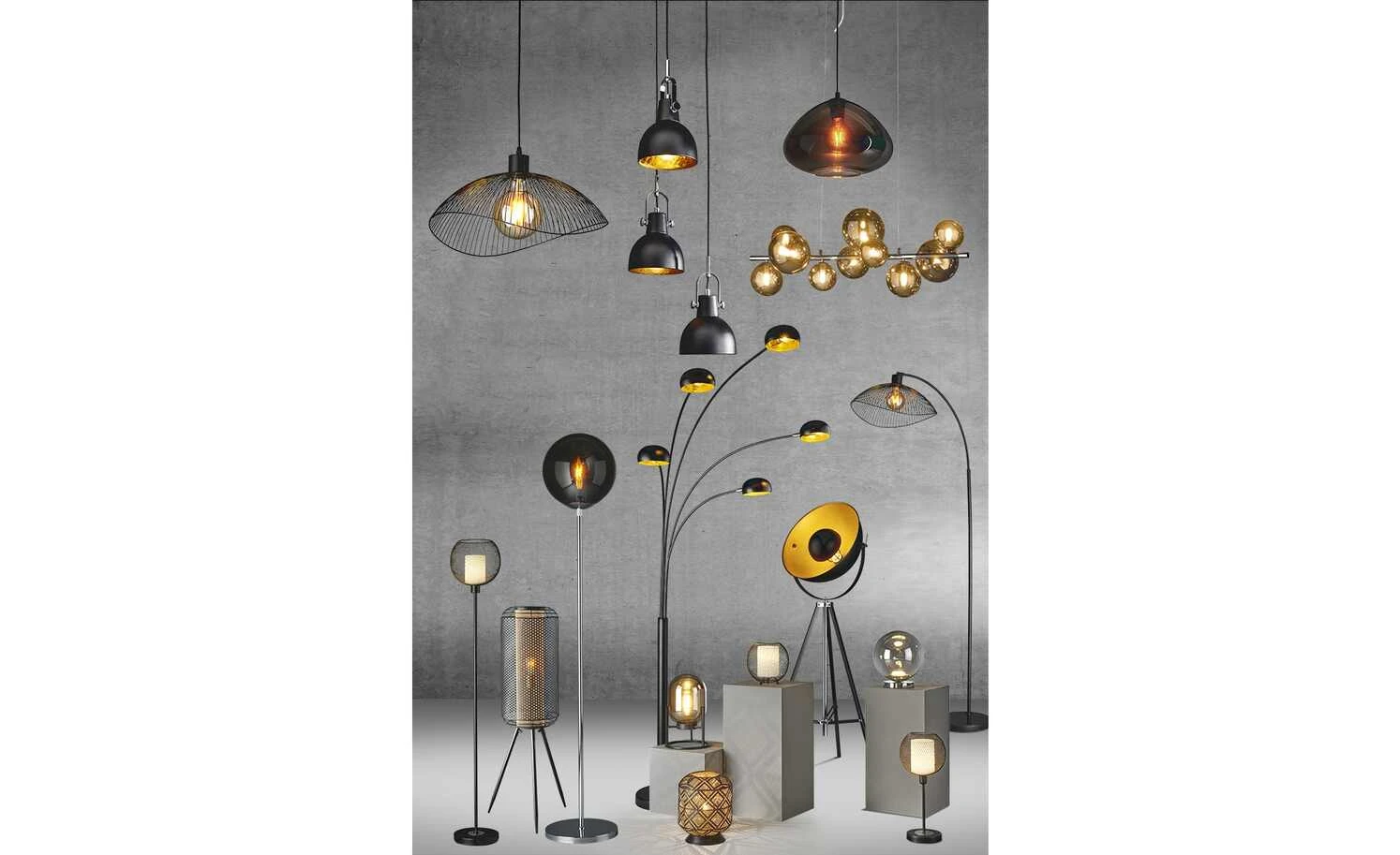 HOME STORY Retro-Pendelleuchte, 3-flammig schwarz 1 HOME STORY Retro-Pendelleuchte, 3-flammig schwarz