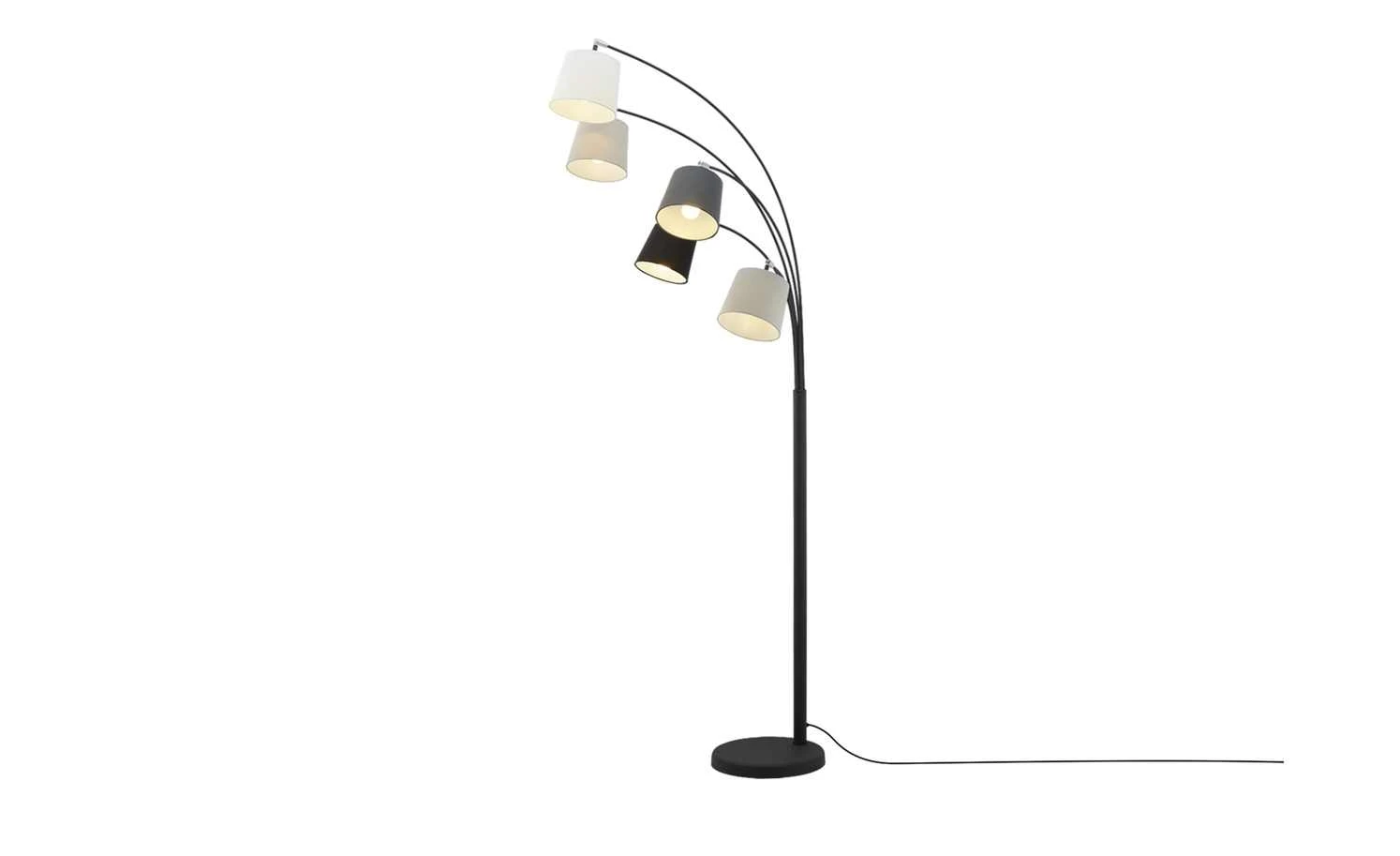 HOME STORY Bogenleuchte, 5-flammig mit Stoffschirmen 3 HOME STORY Bogenleuchte, 5-flammig mit Stoffschirmen – Bild 3