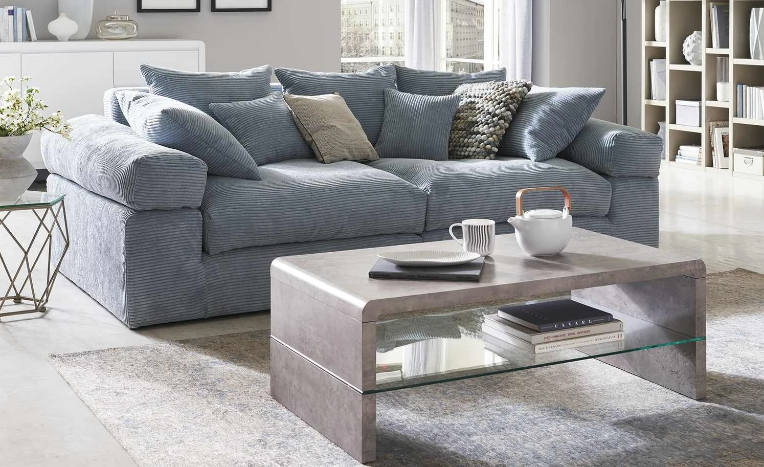 HOME STORY Bogenleuchte, 5-flammig mit Stoffschirmen 2 HOME STORY Bogenleuchte, 5-flammig mit Stoffschirmen – Bild 2