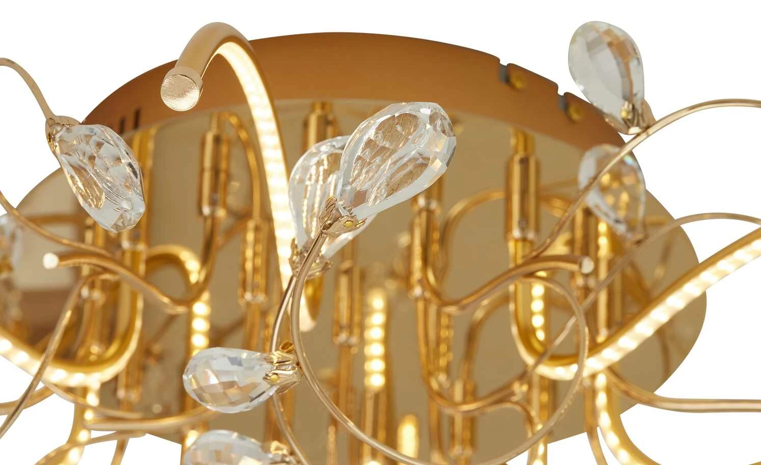 B-Leuchten LED-Deckenleuchte, messing poliert mit Glasblättern | Messing glänzend 3 B-Leuchten LED-Deckenleuchte, messing poliert mit Glasblättern | Messing glänzend – Bild 3