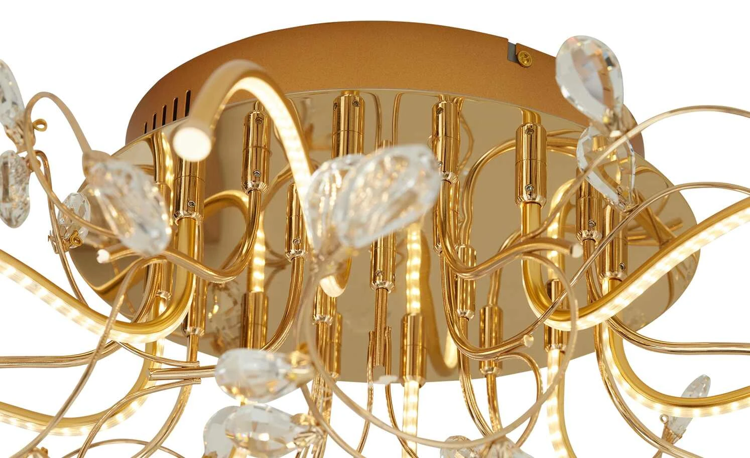 B-Leuchten LED-Deckenleuchte, messing poliert mit Glasblättern | Messing glänzend 5 B-Leuchten LED-Deckenleuchte, messing poliert mit Glasblättern | Messing glänzend – Bild 5