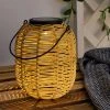 Solar-Tischleuchte, Laterne´ Rattan beige