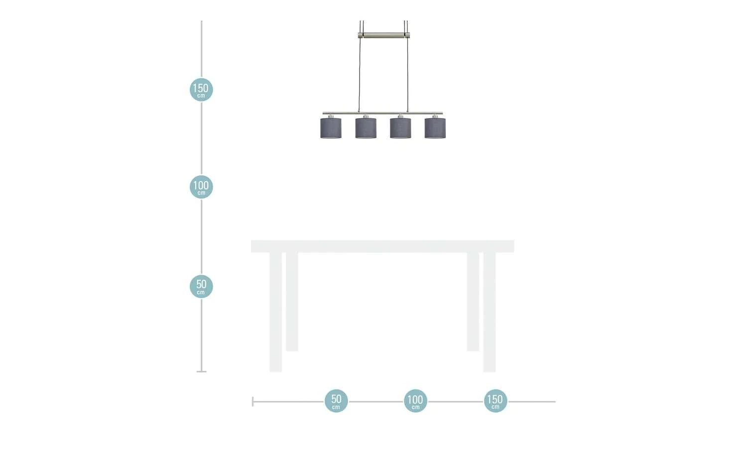 Trio Pendelleuchte, 4-flammig, Stoffschirm 12 Trio Pendelleuchte, 4-flammig, Stoffschirm – Bild 12