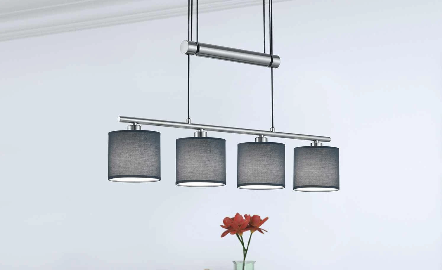 Trio Pendelleuchte, 4-flammig, Stoffschirm 2 Trio Pendelleuchte, 4-flammig, Stoffschirm – Bild 2