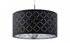 Stoffpendelleuchte, 1-flammig, Schirm grau/silber