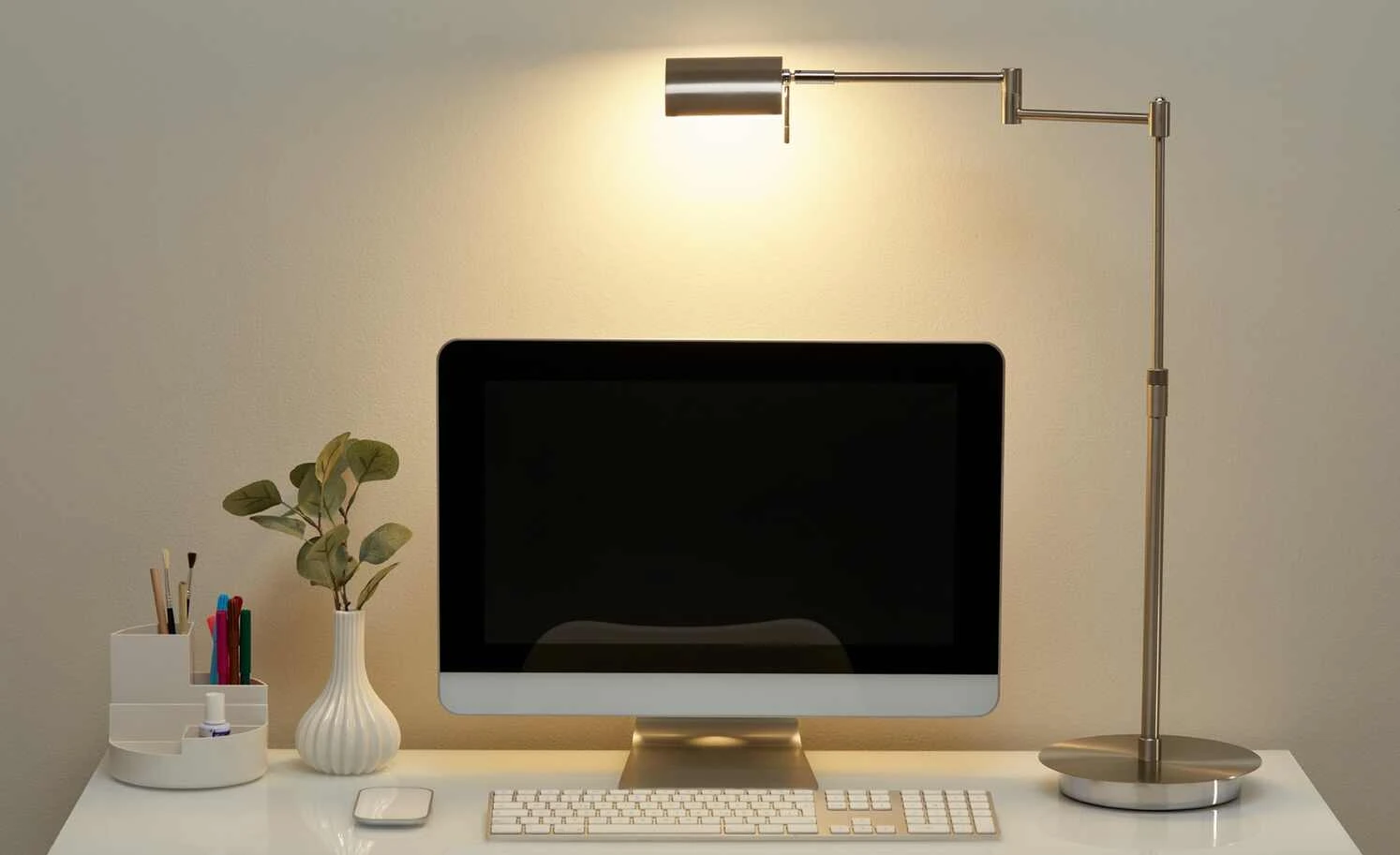 B-Leuchten Bridge-Tischleuchte 1-flammig Nickel matt 2 B-Leuchten Bridge-Tischleuchte 1-flammig Nickel matt – Bild 2