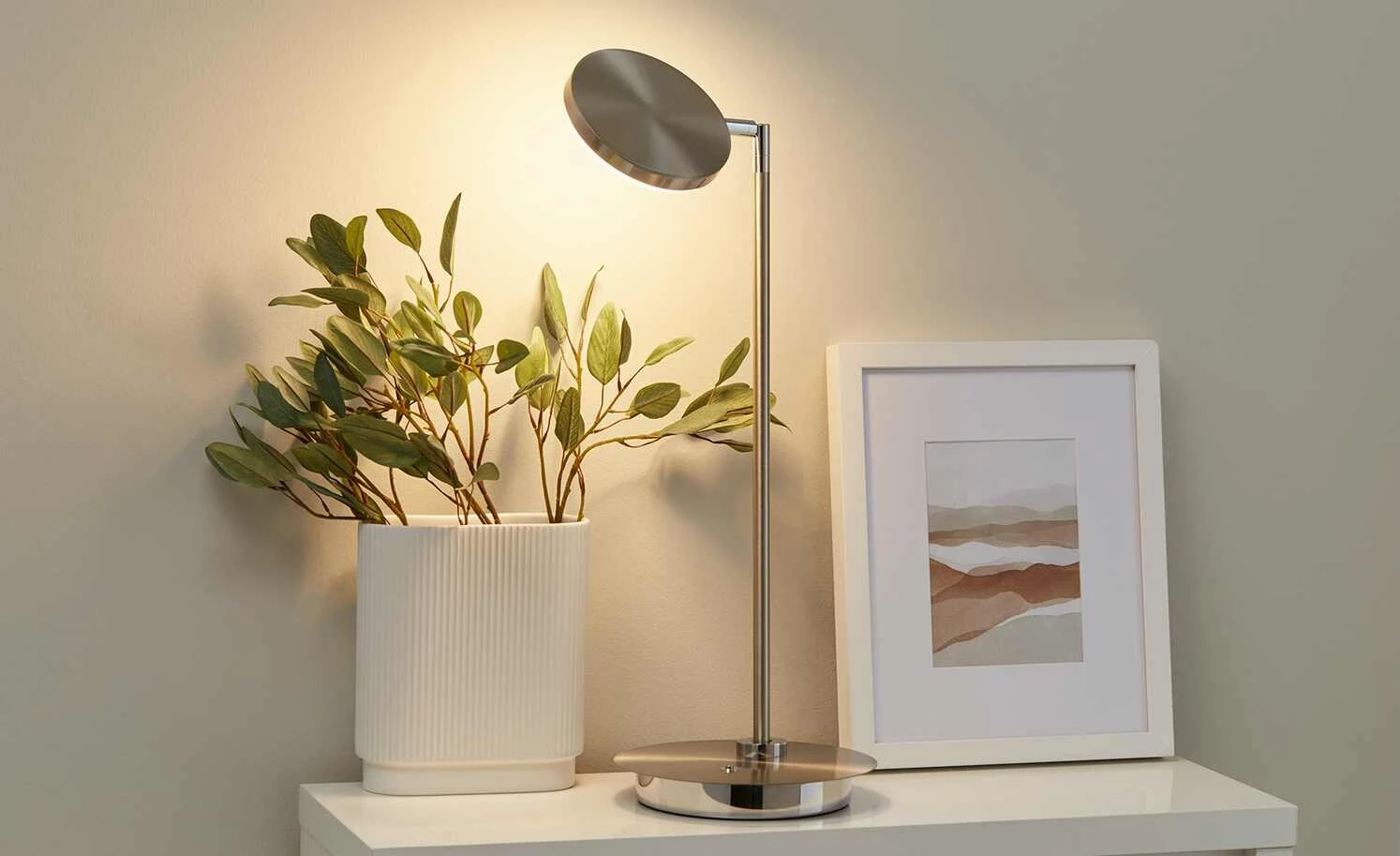 B-Leuchten LED-Tischeuchte, 1-flammig, Nickel matt 1 B-Leuchten LED-Tischeuchte, 1-flammig, Nickel matt