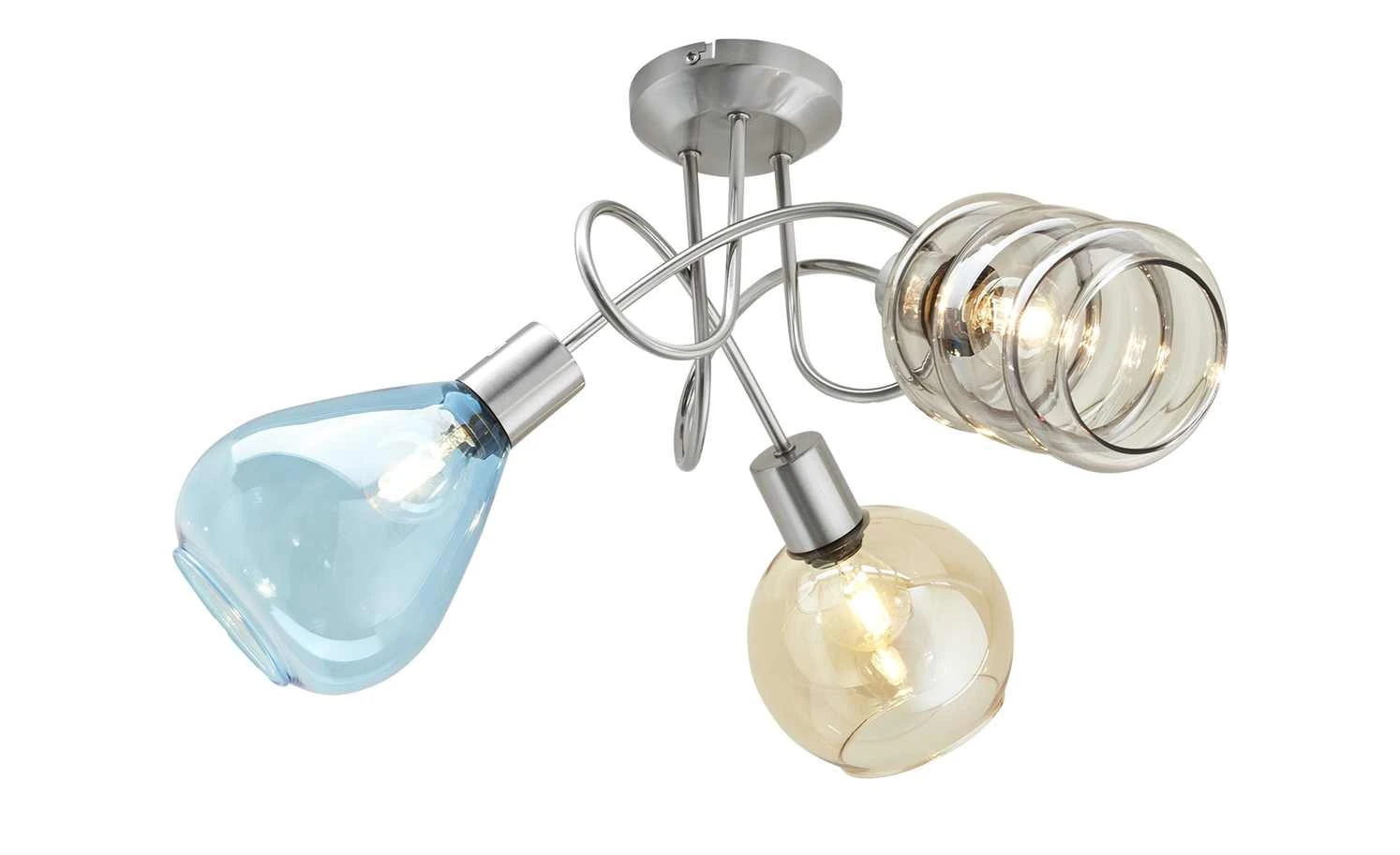 Deckenleuchte, 3-flammig, Gläser in bunt 3 Deckenleuchte, 3-flammig, Gläser in bunt – Bild 3