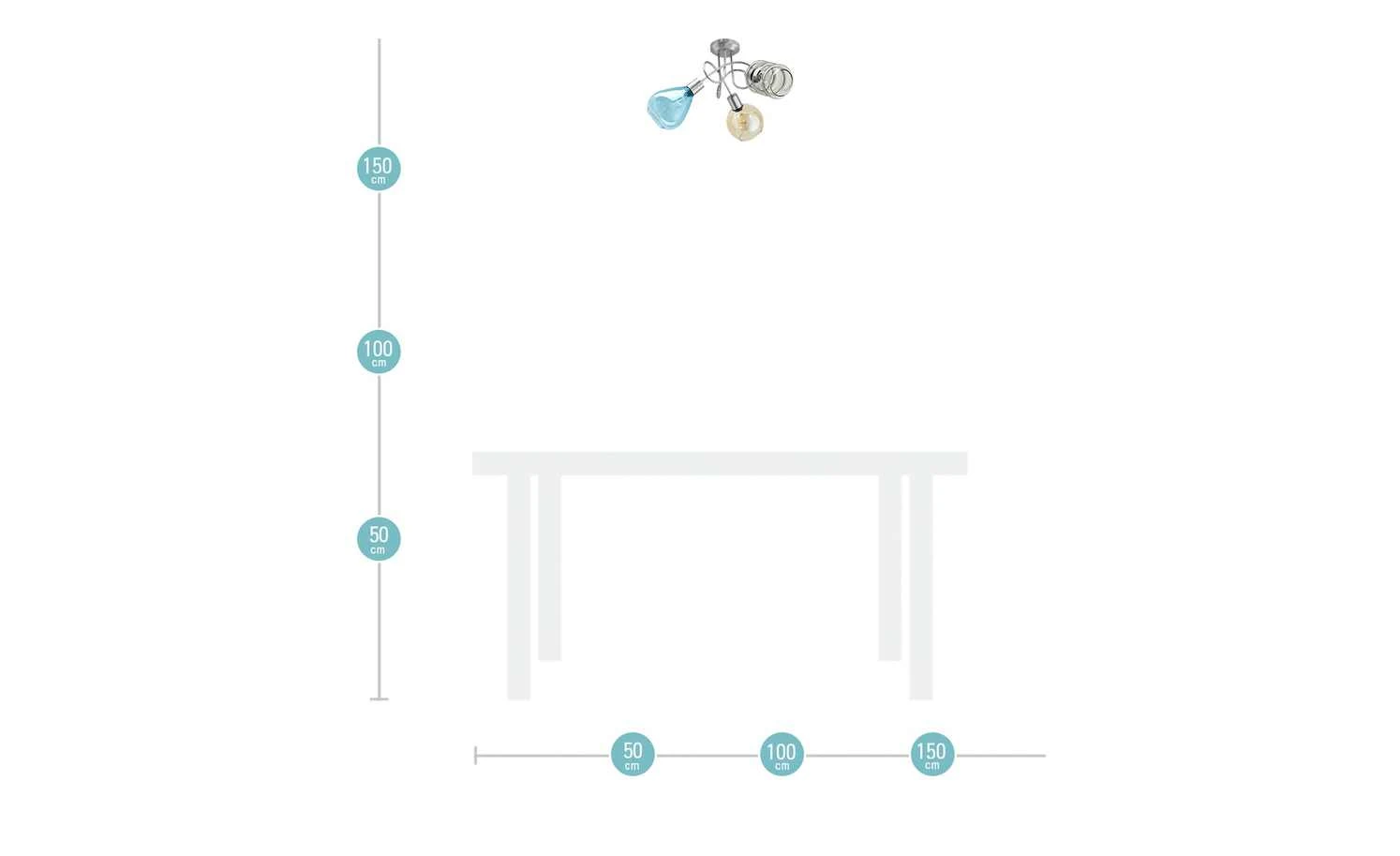 Deckenleuchte, 3-flammig, Gläser in bunt 8 Deckenleuchte, 3-flammig, Gläser in bunt – Bild 8