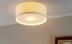 Stoffdeckenleuchte, 1-flammig weiß