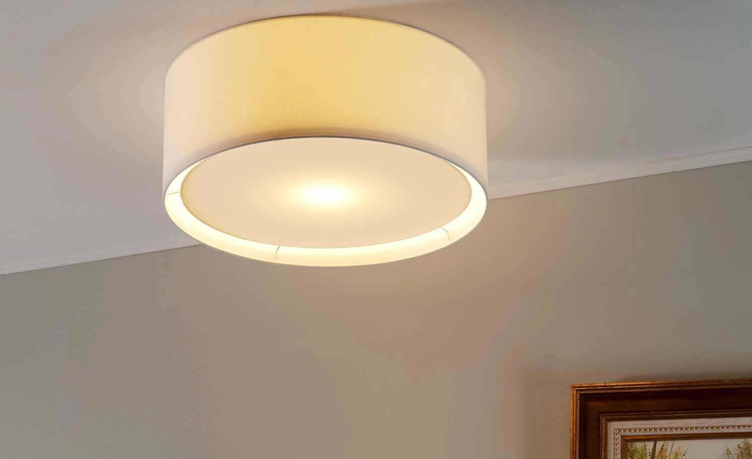 Stoffdeckenleuchte, 1-flammig weiß 1 Stoffdeckenleuchte, 1-flammig weiß