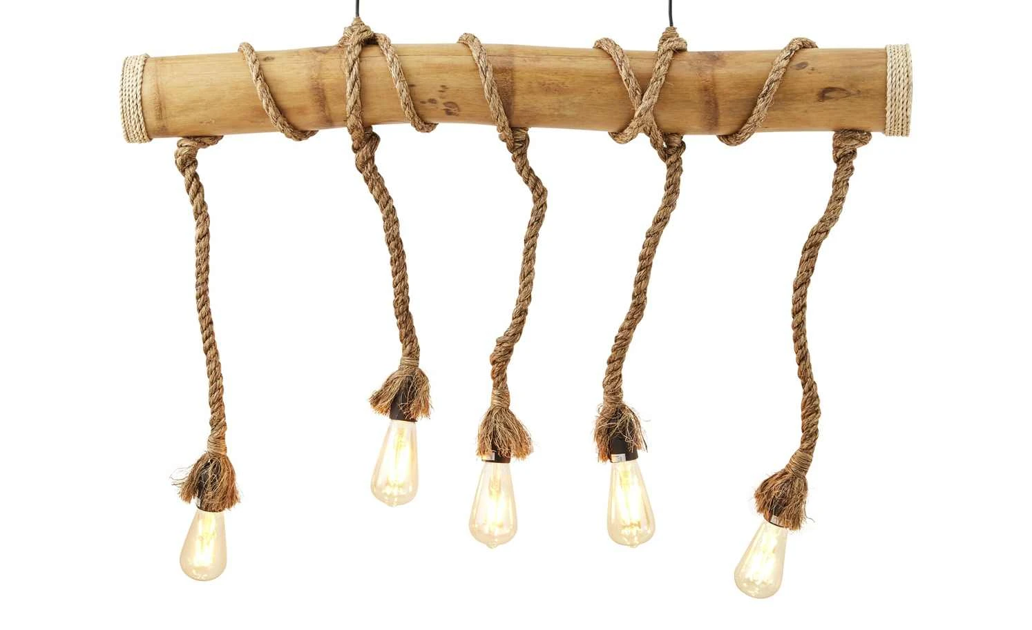 HOME STORY Pendelleuchte, 5-flammig, Bambus 1 HOME STORY Pendelleuchte, 5-flammig, Bambus
