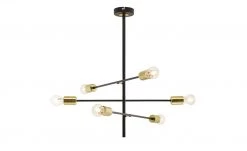 Wofi Pendelleuchte, 6-flammig, schwarz / goldfarben -Innenleuchten Verkaufsladen 10689698 10 202103021436