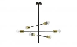 Wofi Pendelleuchte, 6-flammig, schwarz / goldfarben -Innenleuchten Verkaufsladen 10689698 2 201901221136