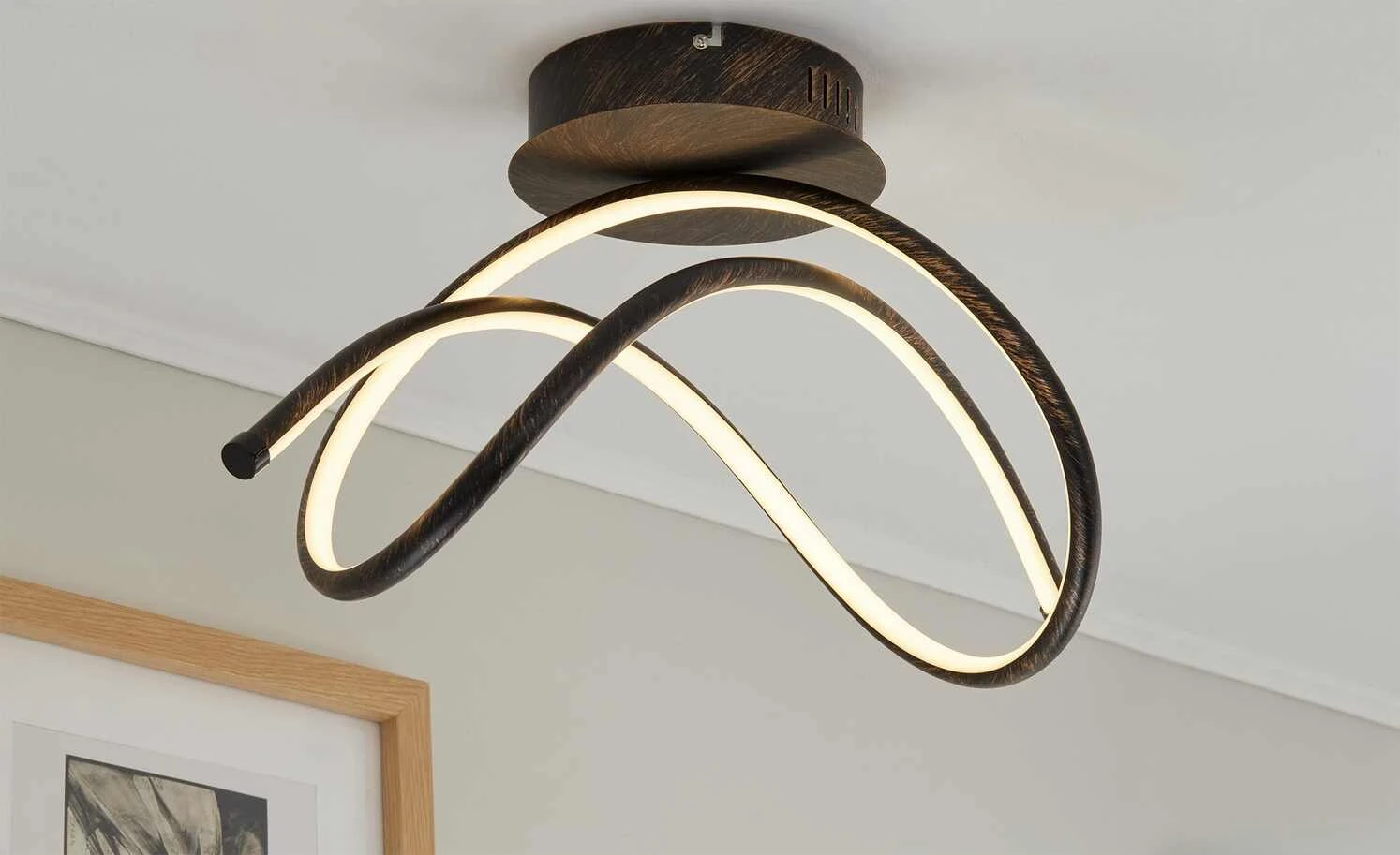 Paul Neuhaus LED-Deckenleuchte, rostfarben, geschwungen 1 Paul Neuhaus LED-Deckenleuchte, rostfarben, geschwungen