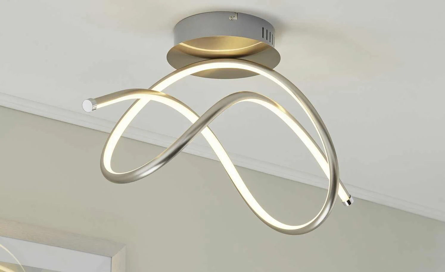 Paul Neuhaus LED-Deckenleuchte, Nickel-matt, geschwungen 1 Paul Neuhaus LED-Deckenleuchte, Nickel-matt, geschwungen