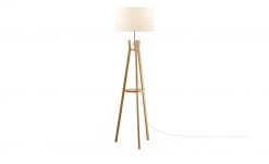 HOME STORY Holz-Stehleuchte, mit Stoffschirm und Ablage -Innenleuchten Verkaufsladen 10689879 5 201901222155