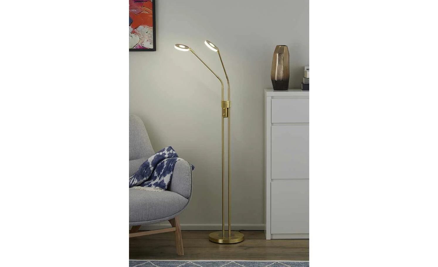 Fischer-Honsel LED-Leseleuchte, 2-flammig, Messing-matt mit Dimmer 1 Fischer-Honsel LED-Leseleuchte, 2-flammig, Messing-matt mit Dimmer