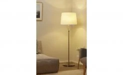 Trio Stehleuchte, 3-flammig, Nickel-matt, Stoffschirm weiß | silberfarben