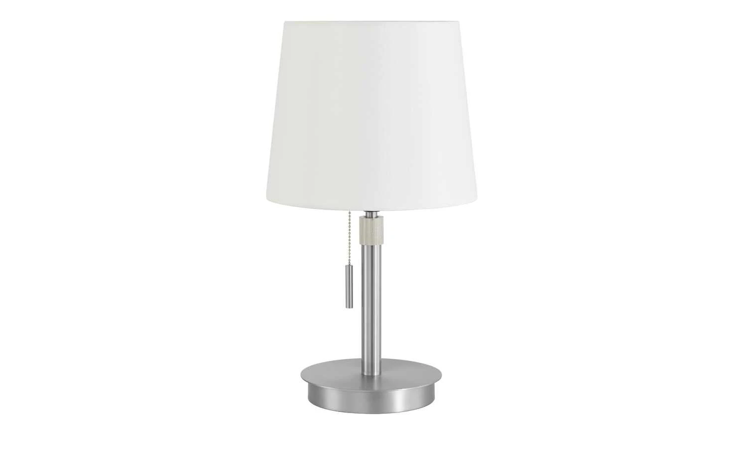 Trio Tischleuchte, 1-flammig, Nickel-matt, Stoffschirm weiß 2 Trio Tischleuchte, 1-flammig, Nickel-matt, Stoffschirm weiß – Bild 2