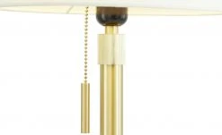 Trio Tischleuchte, 1-flammig, messing-matt, Stoffschirm weiß -Innenleuchten Verkaufsladen 11680030 6 202103152232