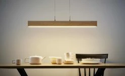 HOME STORY LED-Holz-Pendelleuchte, 1-flammig mit Dimmer