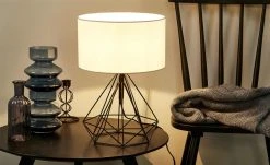 KHG Tischleuchte, 1-flammig, schwarz mit Stoffschirm