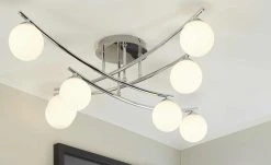 KHG Deckenleuchte, 8-flammig, chrom mit Glaskugeln