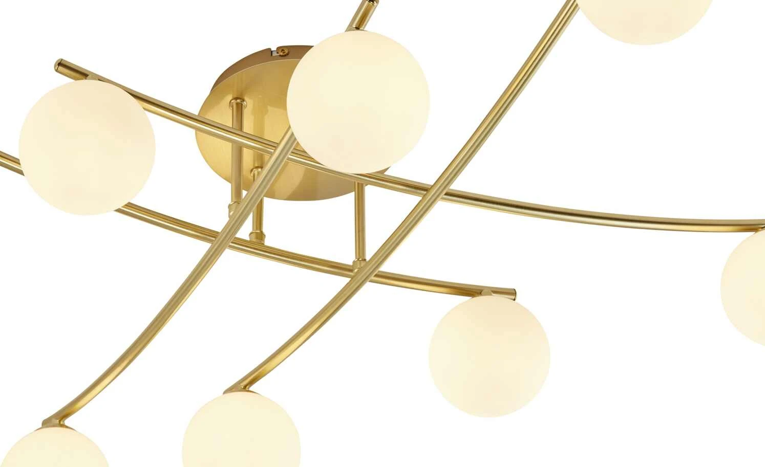 KHG Deckenleuchte, 8-flammig, Messing mit Glaskugeln 3 KHG Deckenleuchte, 8-flammig, Messing mit Glaskugeln – Bild 3