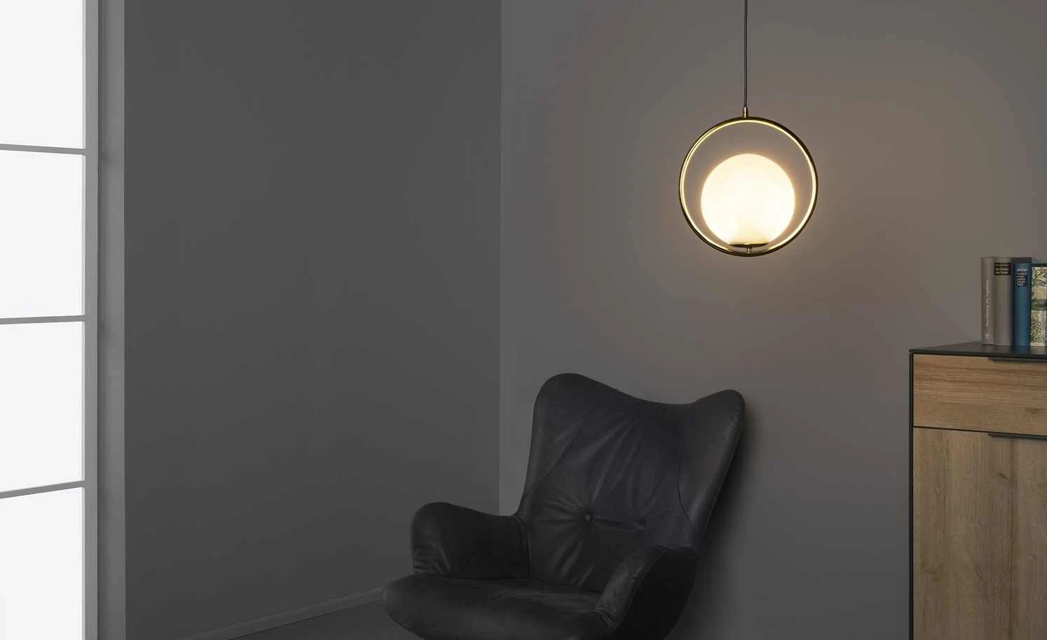 KHG Pendelleuchte, 1-flammig, altmessing mit Glaskugel 7 KHG Pendelleuchte, 1-flammig, altmessing mit Glaskugel – Bild 7