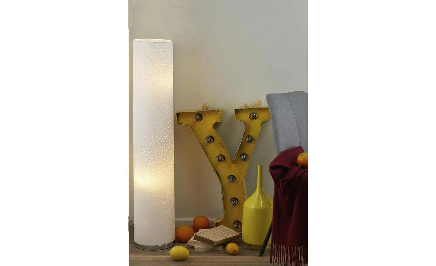 KHG Stehleuchte, 2-flammig, Stoffschirm weiß 1 KHG Stehleuchte, 2-flammig, Stoffschirm weiß