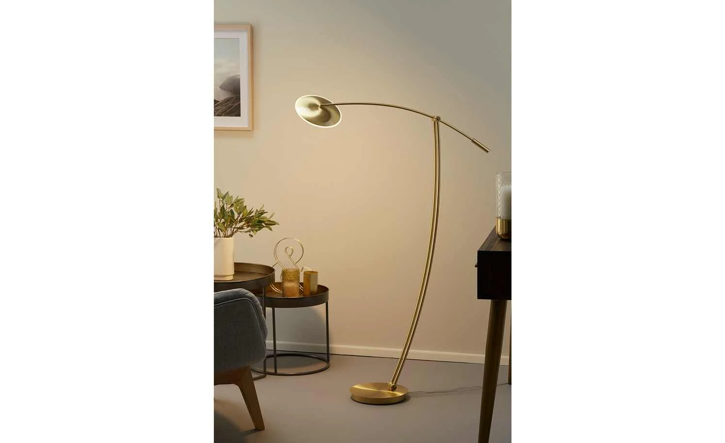 B-Leuchten LED-Stehleuchte messing matt mit Sensordimmer 2 B-Leuchten LED-Stehleuchte messing matt mit Sensordimmer – Bild 2