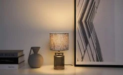 Tischeuchte, 1-flammig, Samtschirm grau