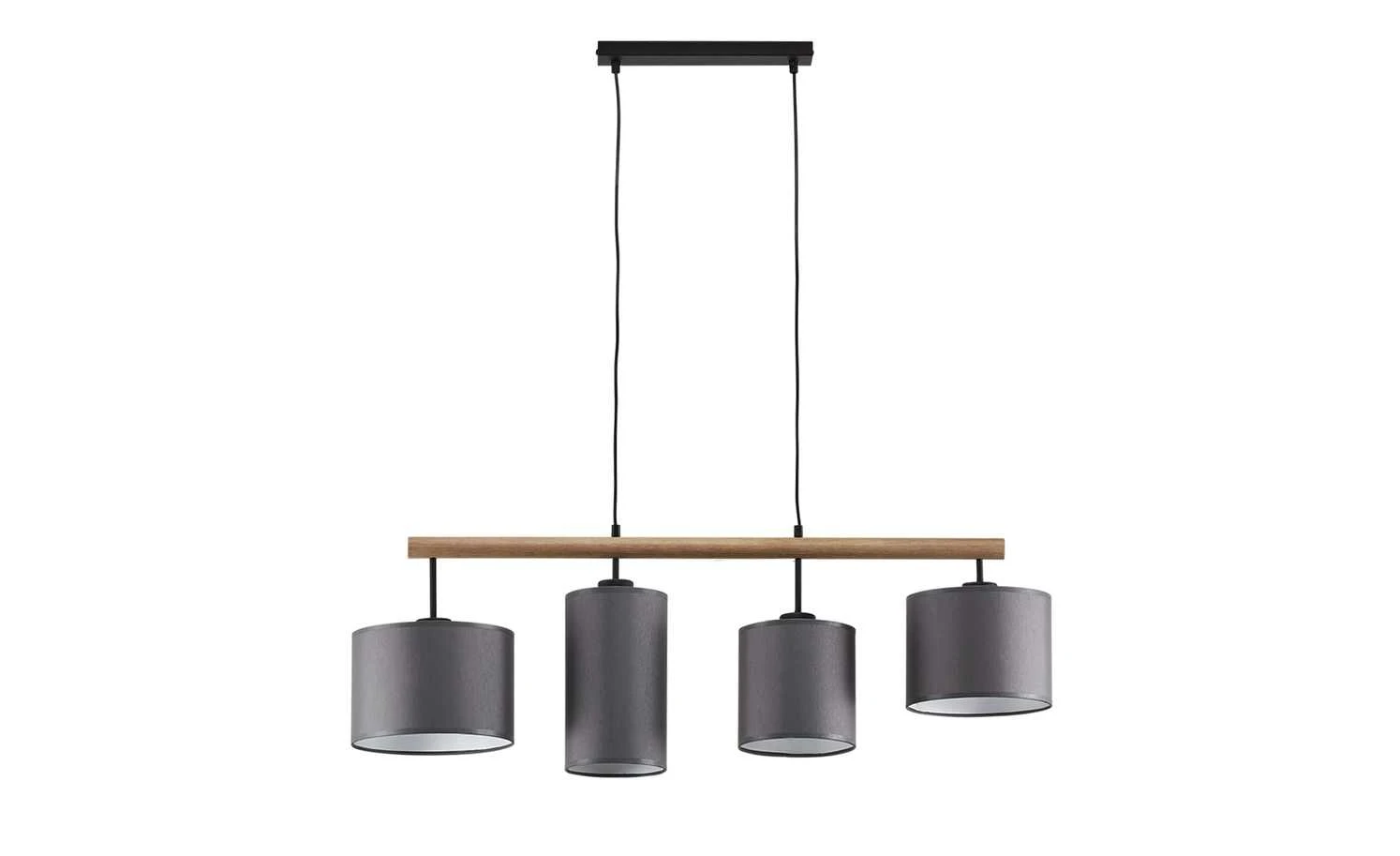 Pendelleuchte, 4-flammig, Stoffschirme grau 3 Pendelleuchte, 4-flammig, Stoffschirme grau – Bild 3
