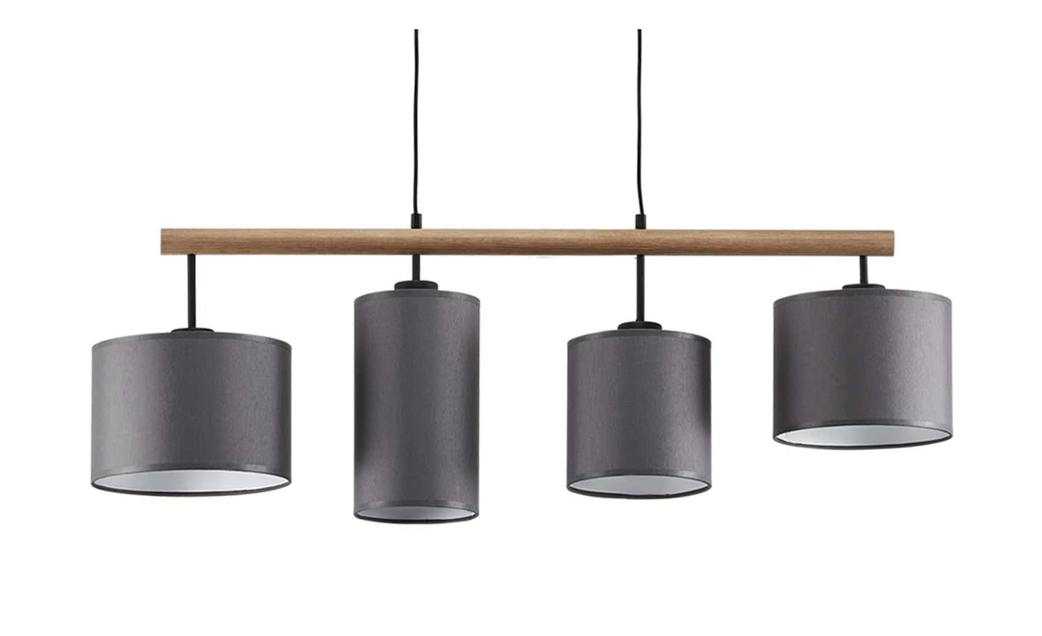 Pendelleuchte, 4-flammig, Stoffschirme grau 2 Pendelleuchte, 4-flammig, Stoffschirme grau – Bild 2