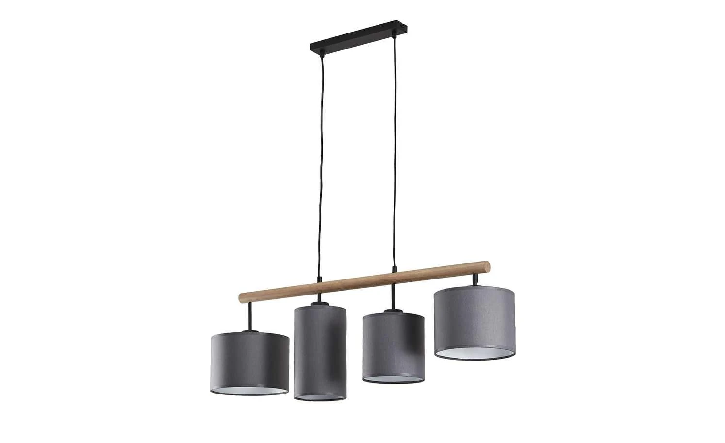Pendelleuchte, 4-flammig, Stoffschirme grau 6 Pendelleuchte, 4-flammig, Stoffschirme grau – Bild 6
