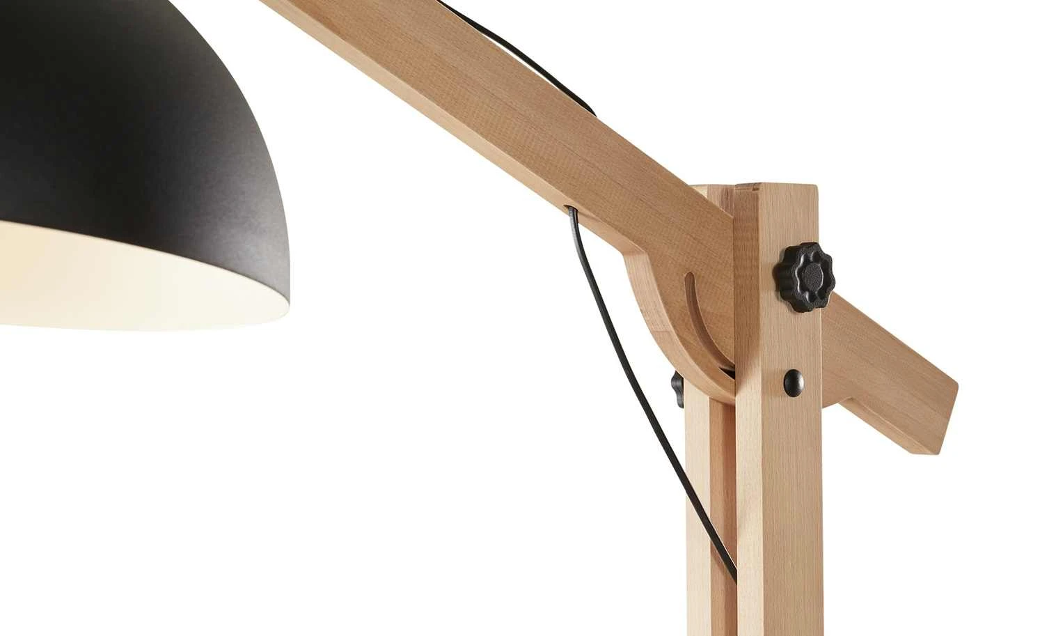 Stehleuchte, 1-flammig, Metall schwarz/ Holz 4 Stehleuchte, 1-flammig, Metall schwarz/ Holz – Bild 4