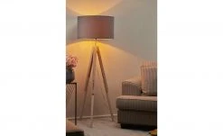 Stehleuchte, 1-flammig, Stoffschirm grau