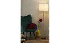 KHG Stehleuchte, 1-flammig, nickel-matt, Stoffschirm weiß