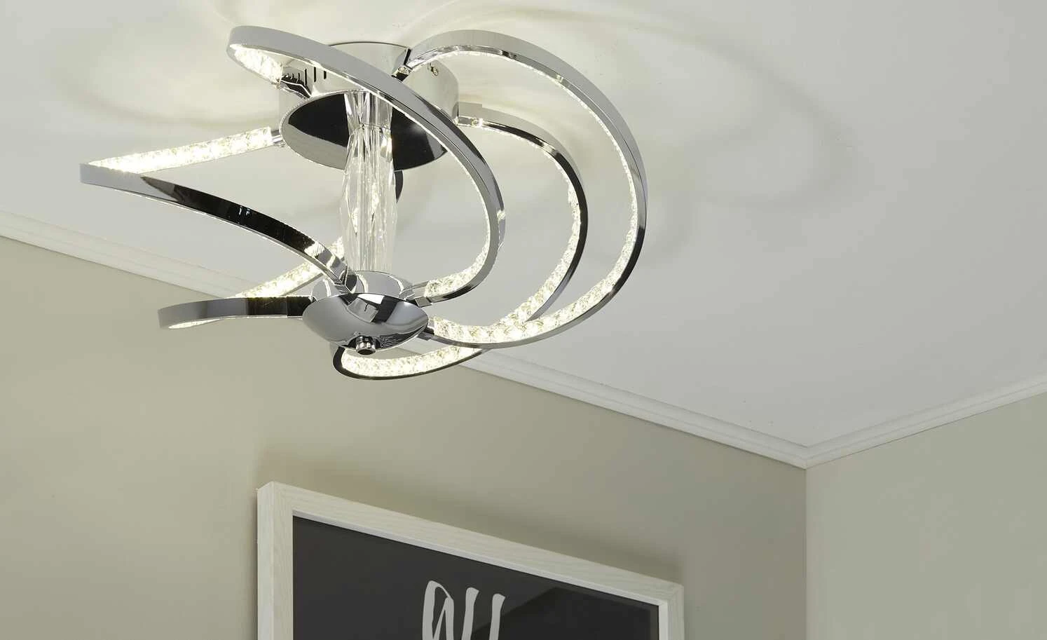 KHG LED-Deckenleuchte, 5-flammig, chrom/ Kristallglas 1 KHG LED-Deckenleuchte, 5-flammig, chrom/ Kristallglas